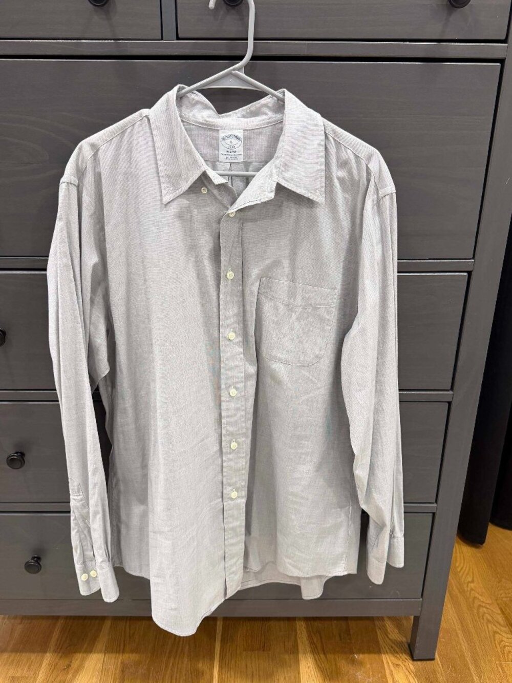 Brooks Brothers Regent Original Polo Shirt Gray All Cotton Button Down Mens L